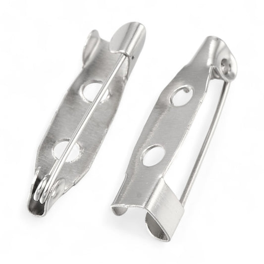 Lot de 10 Supports Broche en métal couleur platine – Taille au choix