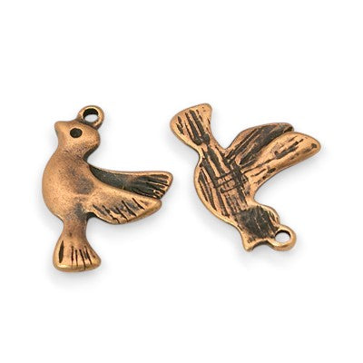 x10 Breloques Oiseaux – Colombe en métal cuivre – 22x15 mm
