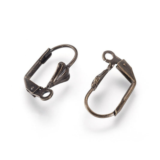 x5 paires de dormeuses coquillages avec anneau, bronze, 18x10mm