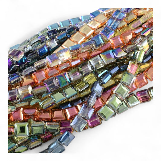 x1 Perle Carrée Facettée – Cristal Électrolytique – 13 mm