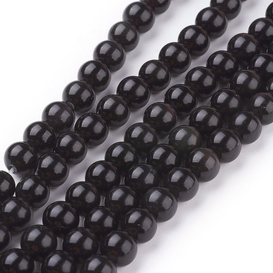 Perles d’Obsidienne Noire Naturelle – 6 mm