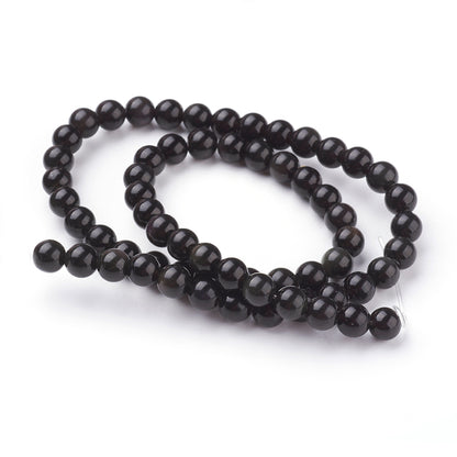 Perles d’Obsidienne Noire Naturelle – 6 mm