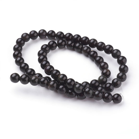 Perles d’Obsidienne Noire Naturelle – 6 mm