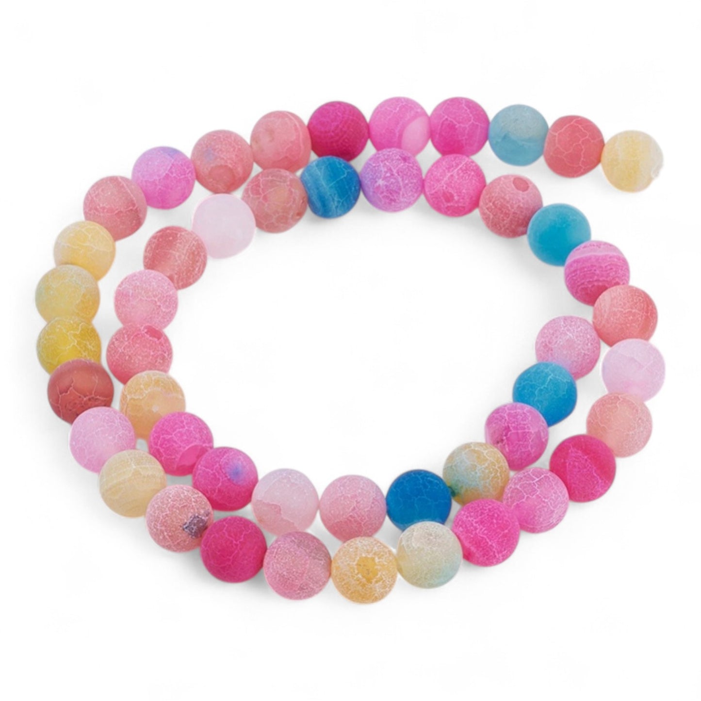 Perles d’Agate Efflorescente Givrées – Couleurs Assorties