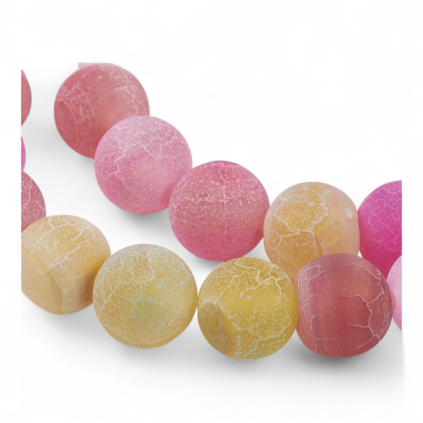 Perles d’Agate Efflorescente Givrées – Couleurs Assorties