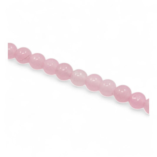 Perles en Jade Blanc Naturel Teinté Rose – Rondes 4 mm
