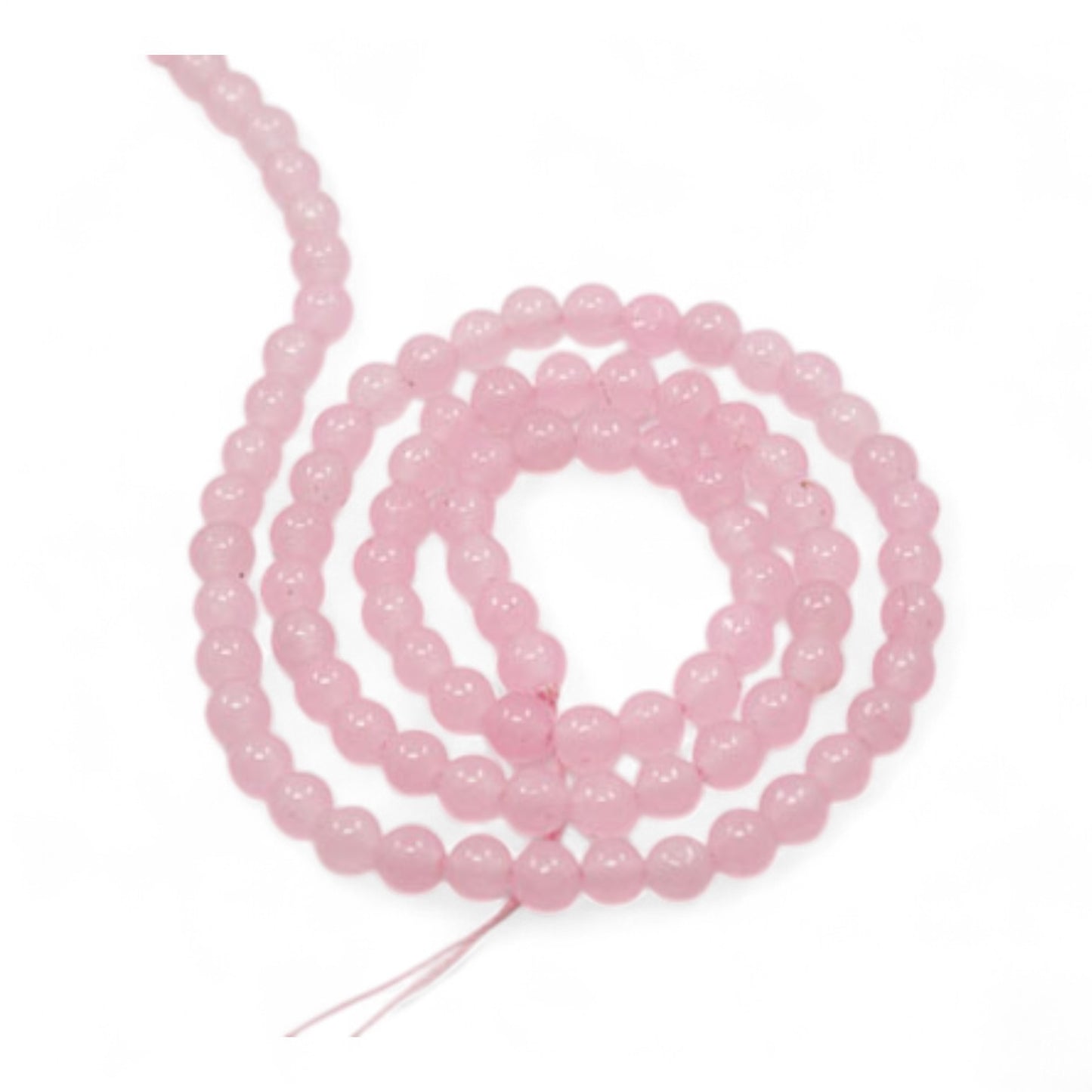 Perles en Jade Blanc Naturel Teinté Rose – Rondes 4 mm