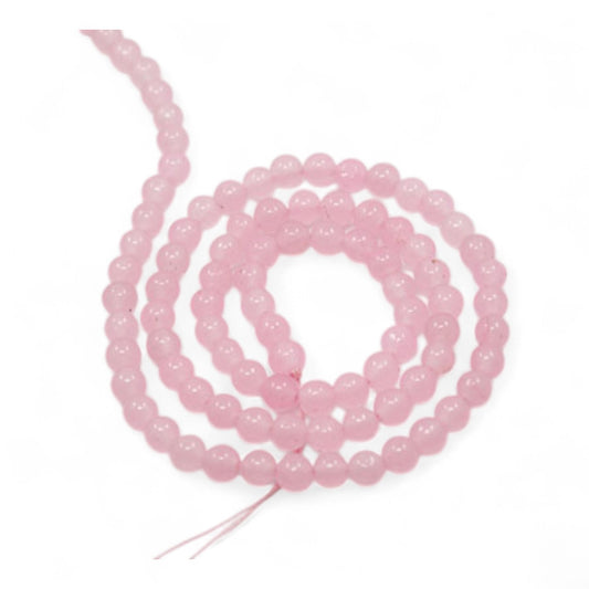 Perles en Jade Blanc Naturel Teinté Rose – Rondes 4 mm