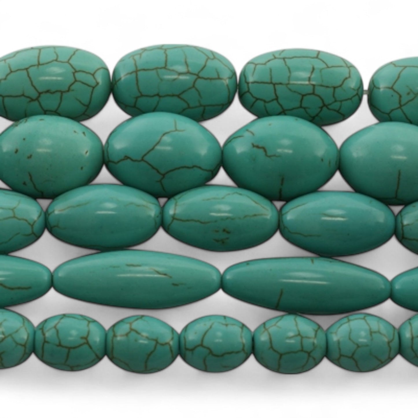 x2 Perles Synthétiques Howlite Turquoise – Ovale – Tailles au Choix