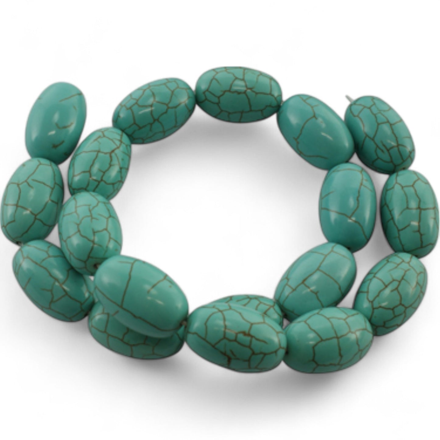x2 Perles Synthétiques Howlite Turquoise – Ovale – Tailles au Choix