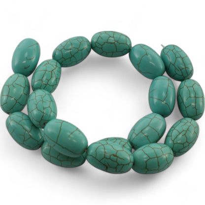 x2 Perles Synthétiques Howlite Turquoise – Ovale – Tailles au Choix