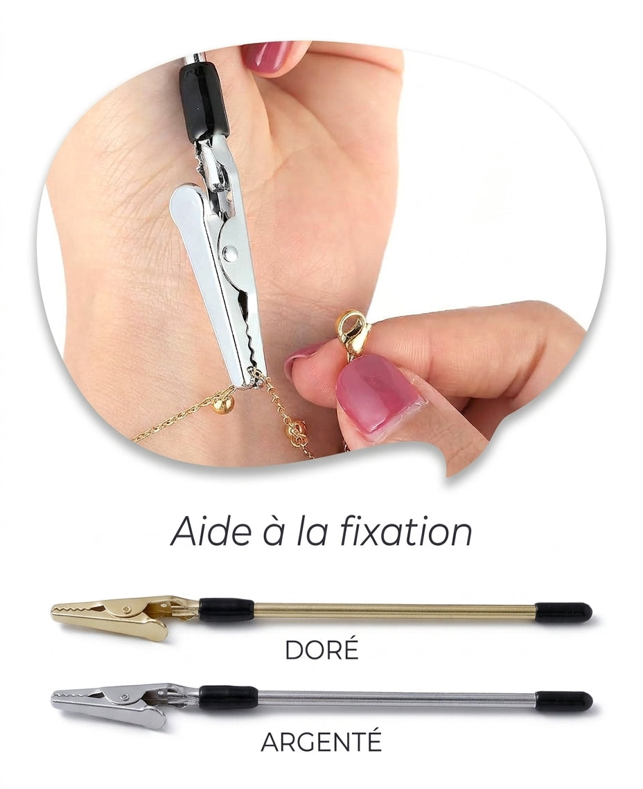 Outil pince crocodile – Aide à la fixation de bracelet (Doré ou Argenté)