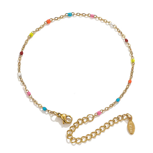 Bracelet en Acier Inoxydable avec Perles Émaillées – Couleurs au Choix