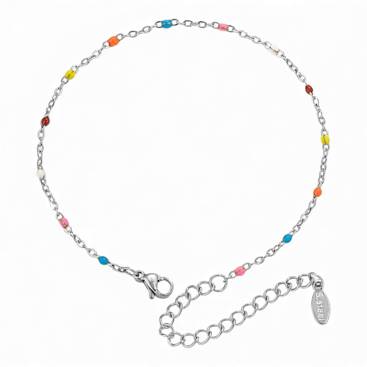 Bracelet en Acier Inoxydable avec Perles Émaillées – Couleurs au Choix