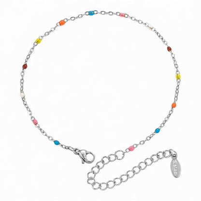 Bracelet en Acier Inoxydable avec Perles Émaillées – Couleurs au Choix