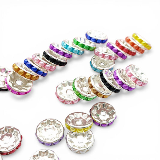Intercalaires Alu et Perles Nacrées – 12 ou 15 mm – Couleurs au Choix