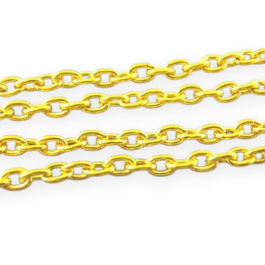Chaîne Maille Forçat Dorée – 3x4 mm – Vendue au mètre