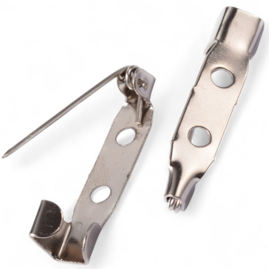 Lot de 10 Supports Broche en métal couleur platine – Taille au choix