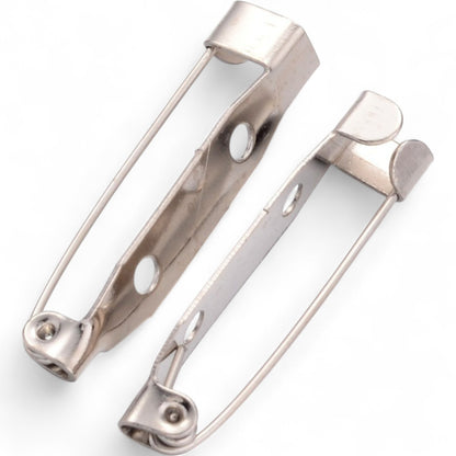 Lot de 10 Supports Broche en métal couleur platine – Taille au choix
