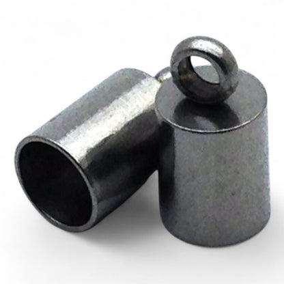 x4 Embouts Cylindriques avec Anneau – Laiton – pour cordons 4 à 4,5 mm