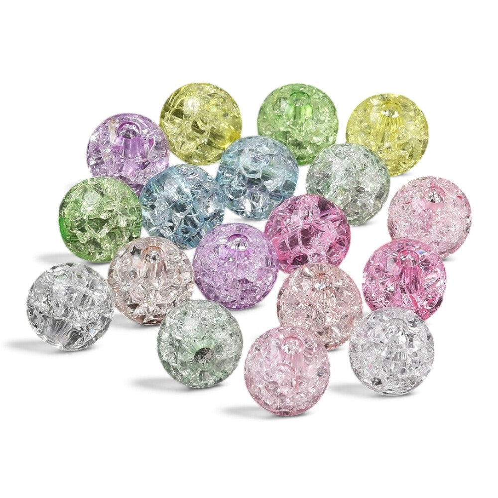 Perles rondes en acrylique transparent craquelé – 9,5, 12 ou 13,5 mm