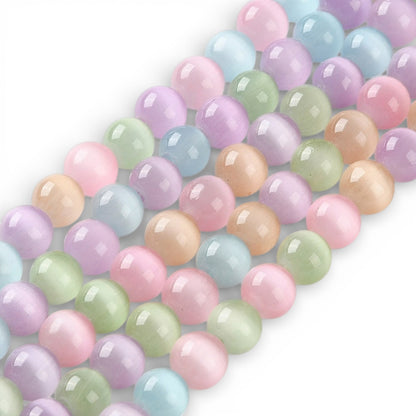 x1 Fil de Perles Œil-de-Chat – Rondes 7,5 à 8 mm – Couleurs mélangées