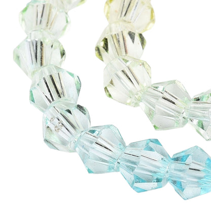 x1 Fil de Perles de verre – Biconiques facettées dégradées 6 mm – Orange, Jaune et Bleu