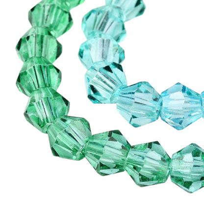 x1 Fil de Perles de verre – Biconiques facettées dégradées 6 mm – Vert et Bleu