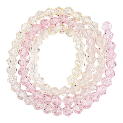 x1 Fil de Perles de verre – Biconiques facettées dégradées 6 mm – Rose et Jaune