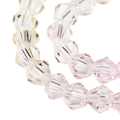 x1 Fil de Perles de verre – Biconiques facettées dégradées 6 mm – Rose et Jaune