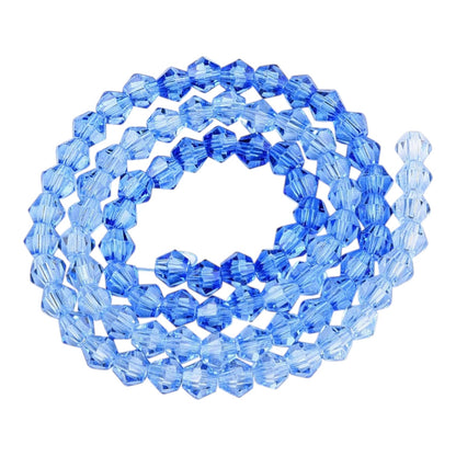 x1 Fil de Perles de verre – Biconiques facettées dégradées 6 mm – Bleu