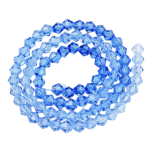 x1 Fil de Perles de verre – Biconiques facettées dégradées 6 mm – Bleu