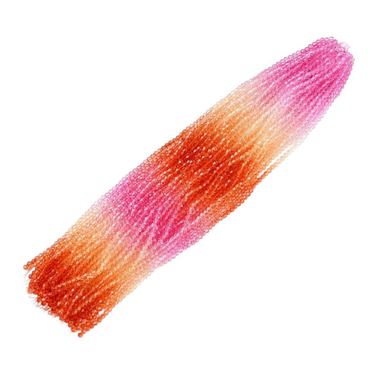 x1 Fil de Perles de verre – Biconiques facettées dégradées 6 mm – Rose et Orange