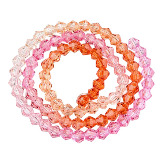 x1 Fil de Perles de verre – Biconiques facettées dégradées 6 mm – Rose et Orange