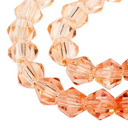 x1 Fil de Perles de verre – Biconiques facettées dégradées 6 mm – Rose et Orange