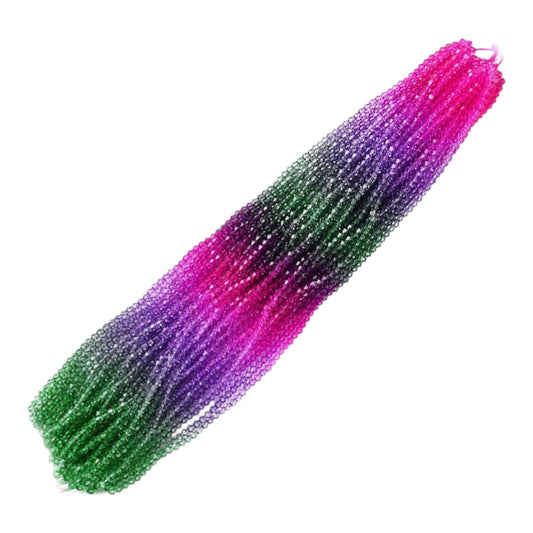 x1 Fil de Perles de verre – Biconiques facettées dégradées 6 mm – Fushia, Violet et Vert