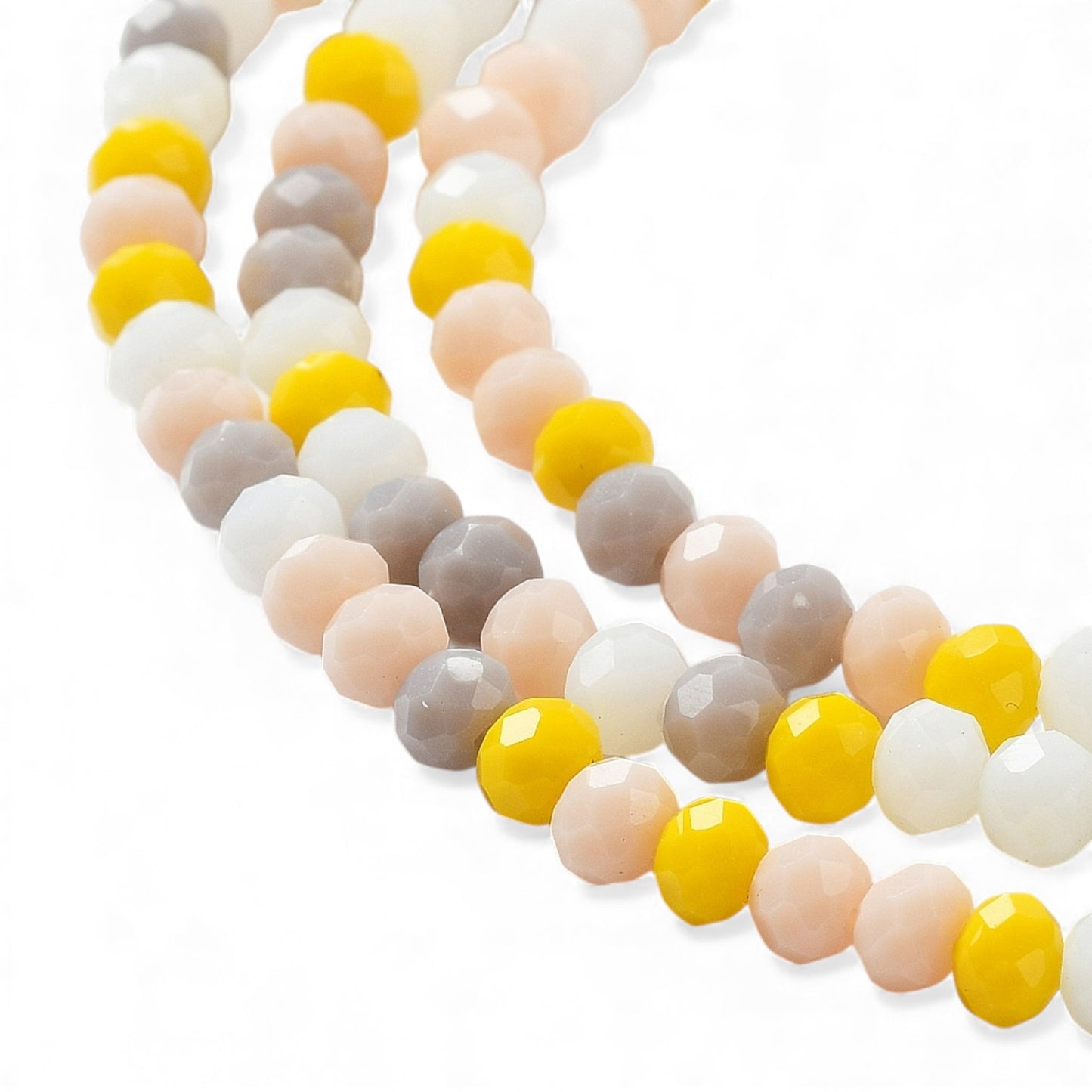 x1 Fil de Perles de Verre à Facettes – Rondelles 4×3 mm – Jaune/blanc
