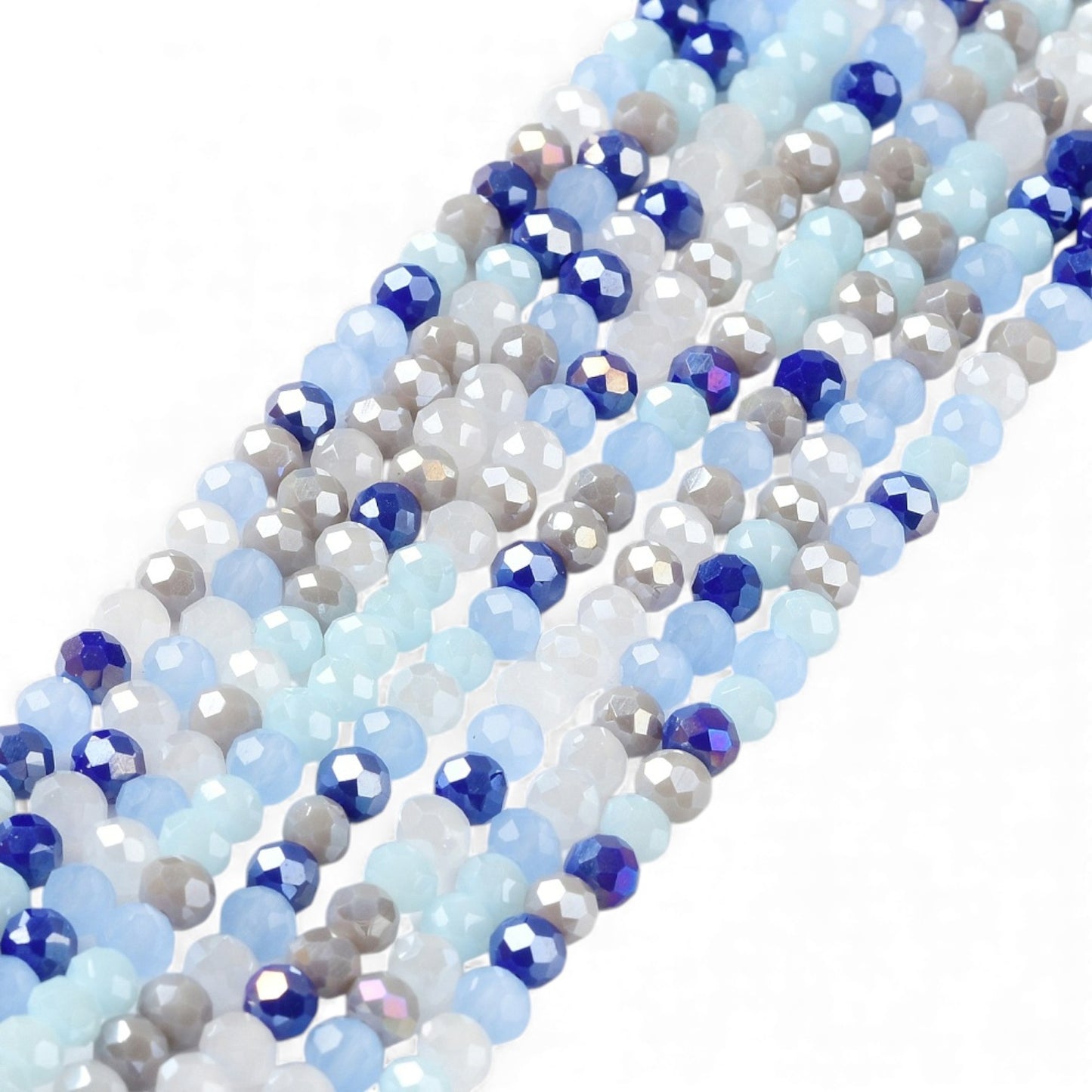x1 Fil de Perles de Verre à Facettes – Rondelles 4×3 mm – Bleu