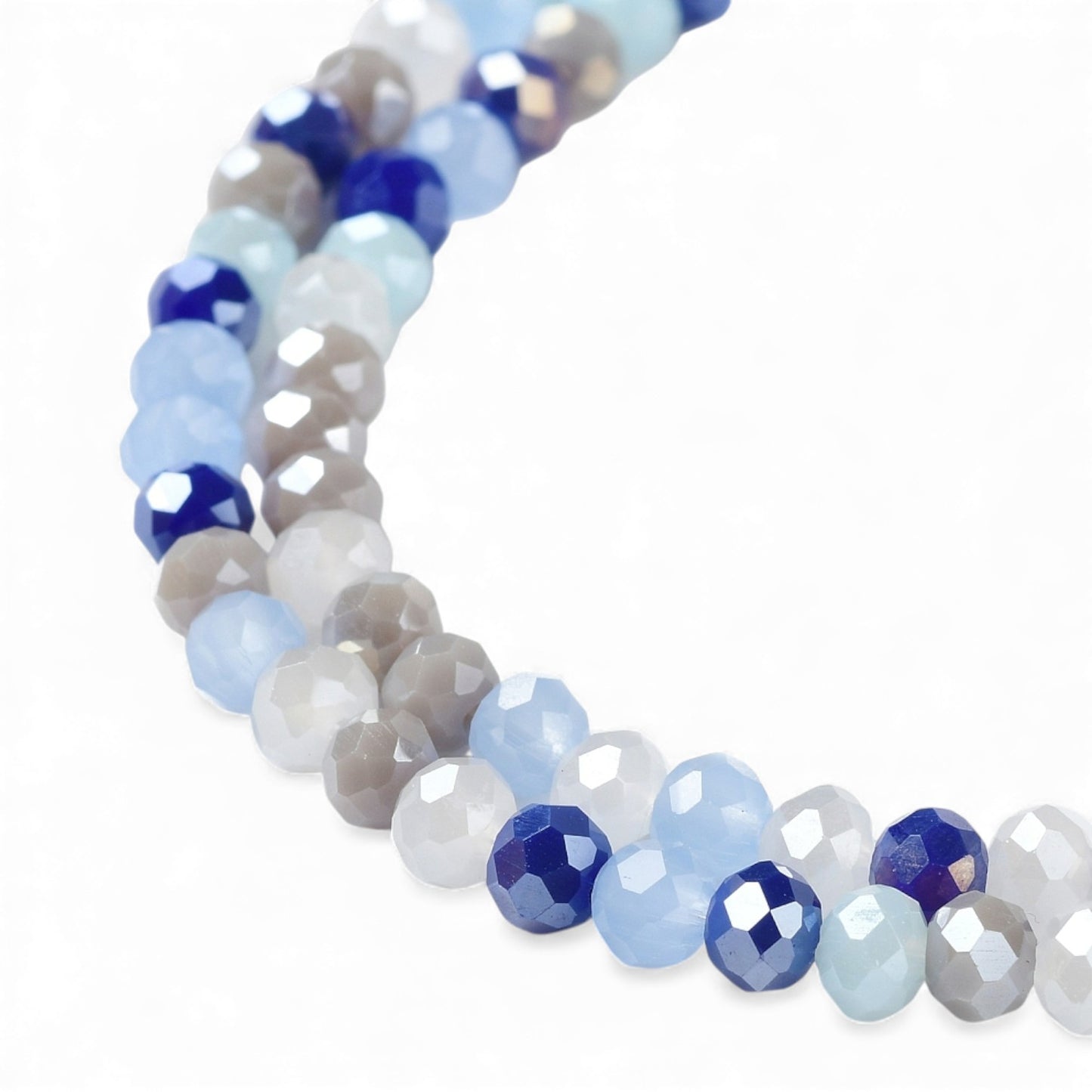 x1 Fil de Perles de Verre à Facettes – Rondelles 4×3 mm – Bleu