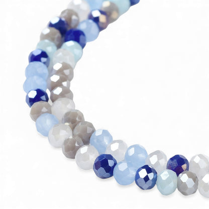 x1 Fil de Perles de Verre à Facettes – Rondelles 4×3 mm – Bleu