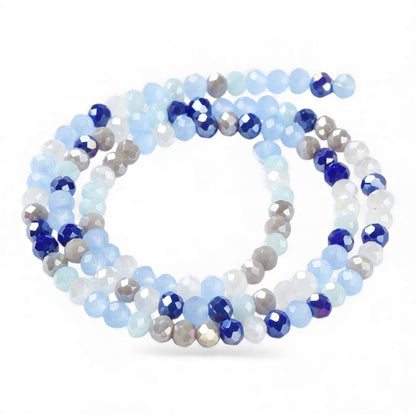 x1 Fil de Perles de Verre à Facettes – Rondelles 4×3 mm – Bleu