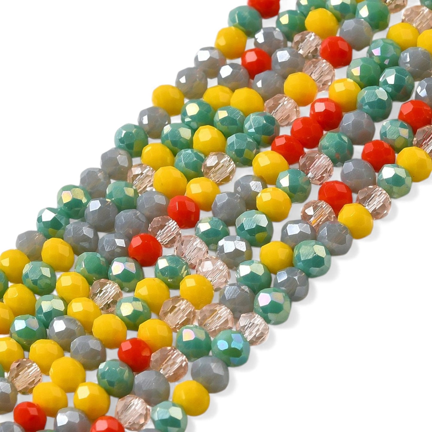 x1 Fil de Perles de Verre à Facettes – Rondelles 4×3 mm – Multicolore