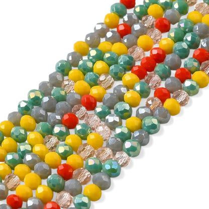 x1 Fil de Perles de Verre à Facettes – Rondelles 4×3 mm – Multicolore