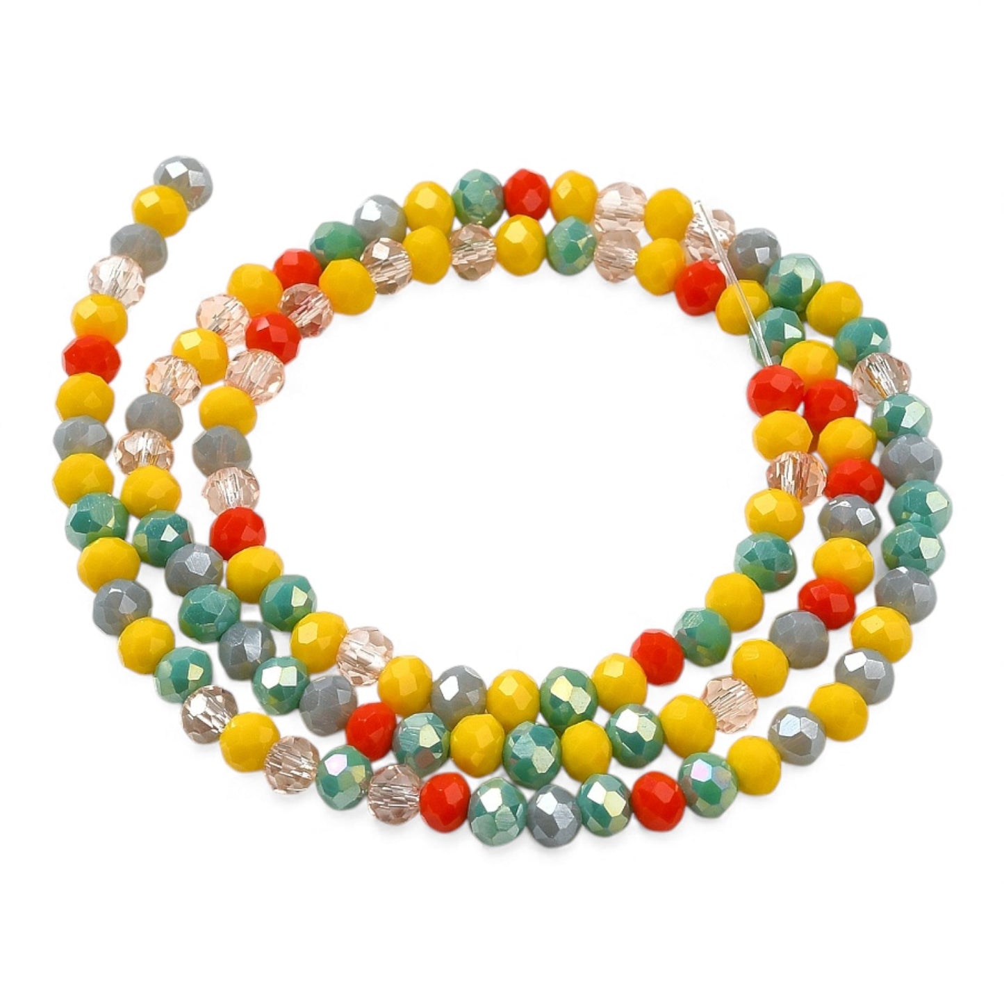 x1 Fil de Perles de Verre à Facettes – Rondelles 4×3 mm – Multicolore