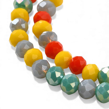 x1 Fil de Perles de Verre à Facettes – Rondelles 4×3 mm – Multicolore