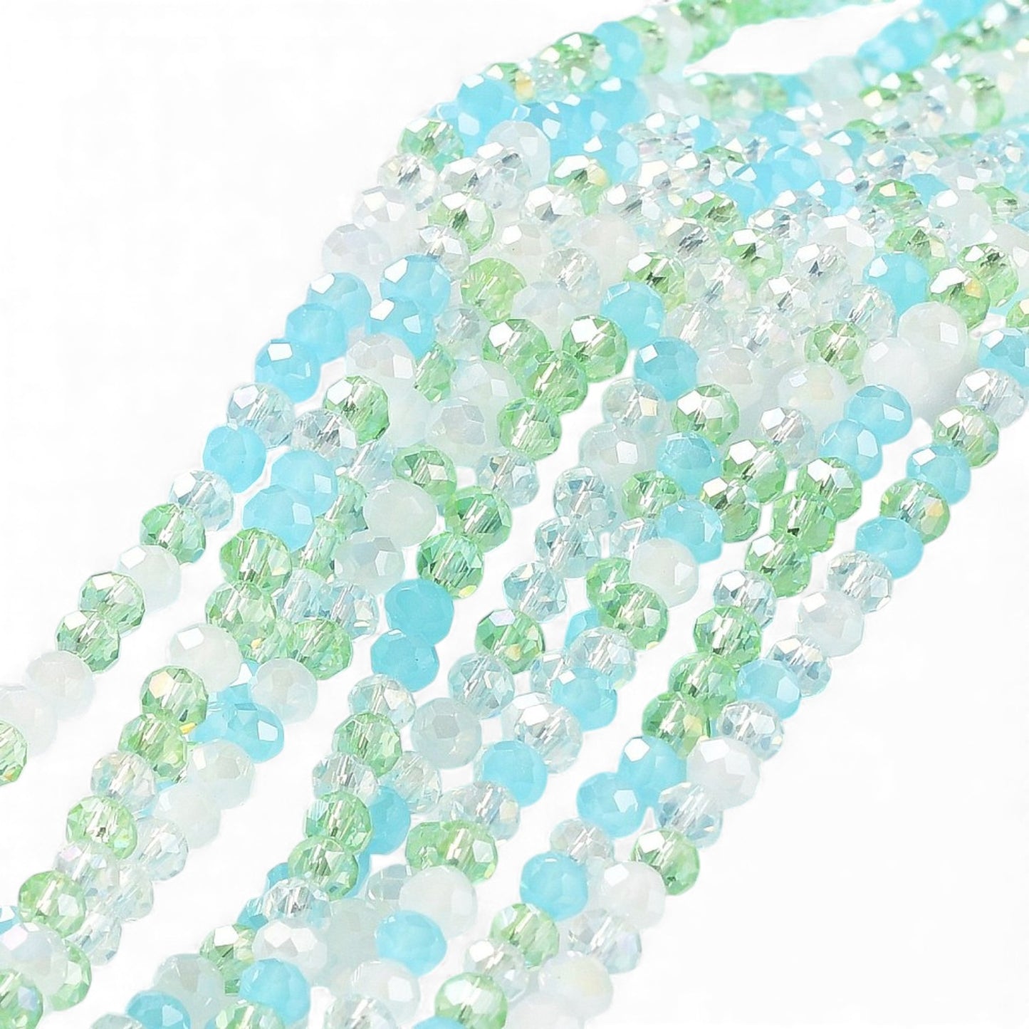 x1 Fil de Perles de Verre à Facettes – Rondelles 4×3 mm – Bleu/vert/rose