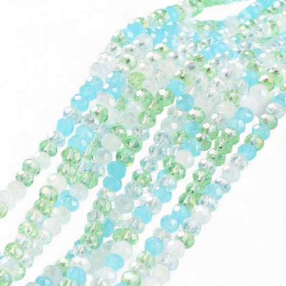 x1 Fil de Perles de Verre à Facettes – Rondelles 4×3 mm – Bleu/vert/rose