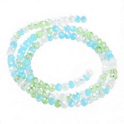 x1 Fil de Perles de Verre à Facettes – Rondelles 4×3 mm – Bleu/vert/rose