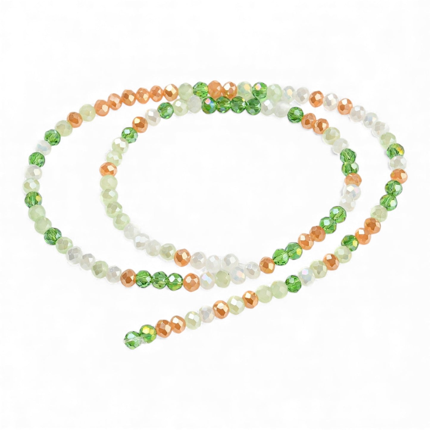 x1 Fil de Perles de Verre à Facettes – Rondelles 4×3 mm – Vert/champagne