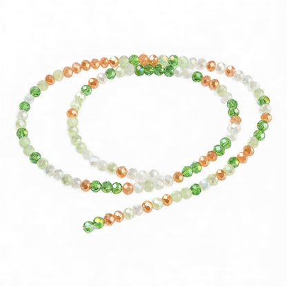 x1 Fil de Perles de Verre à Facettes – Rondelles 4×3 mm – Vert/champagne